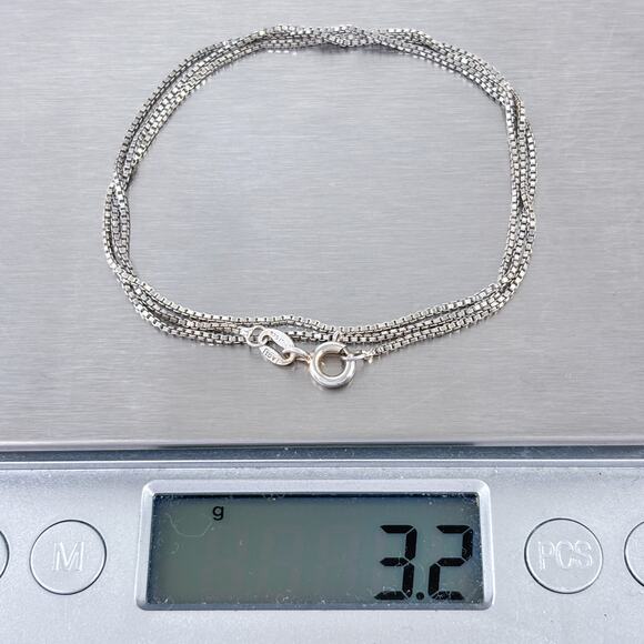 Box Link Chain Necklace | Italian Vintage Sterling Silver 925 | 20.5" - Picture 4 of 4